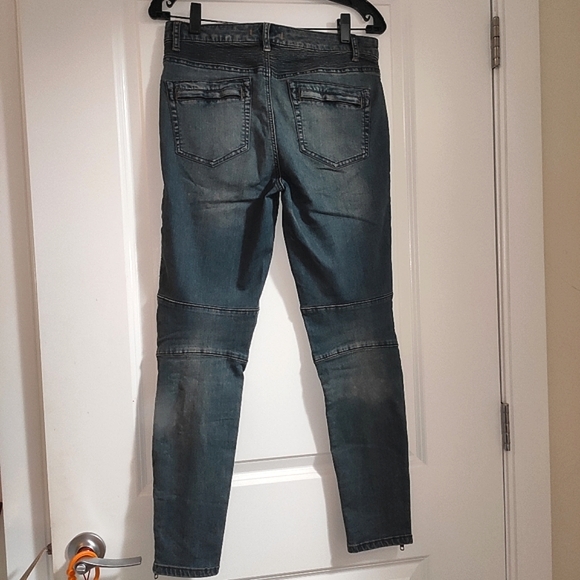 Free People Seamed Moto Skinny Jeans Blue - Picture 4 of 10